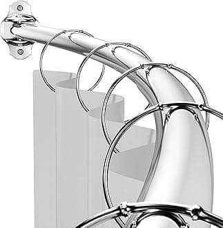 Curved Shower Curtain Rod, Adjustable 35-65 inches Extra Wide Curved Shower Rods for Bathroom, Rust proof Shower Rod, Premium Stainless Steel Curved Curtain Rod for Shower, Bathtub, Silver