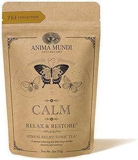 Calm Stress Relief Tonic Tea - Loose Herbal Blend Tea with Chamomile, Rose and Ashwagandha (2oz / 57g)