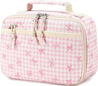 LEDAOU Lunch Bag Kids Insulated Lunch Box Girls Boys Insulated Reusable Lunch Bag for School Picnic Hiking Work (Bowknot-Pink)