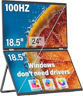 InnoView18.5 Laptop Screen Extender 115% sRGB 100Hz Dual Monitors Stacked Folding Triple Monitor (Wins/Mac) 1080P Triple Portable Monitor for Laptop 90°/180° Rotation Black (No Driver Nee