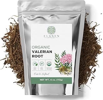 Organic Valerian Root 4 oz. (113g), USDA Certified Organic Valerian Root Herb Tea, Te De Valeriana Para Dormir, Valarian Officinalis Whole Loose Leaf, Cut & Sifted
