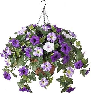 Artificial Hanging Petunias Silk Flowers for Outdoor Spring Decor