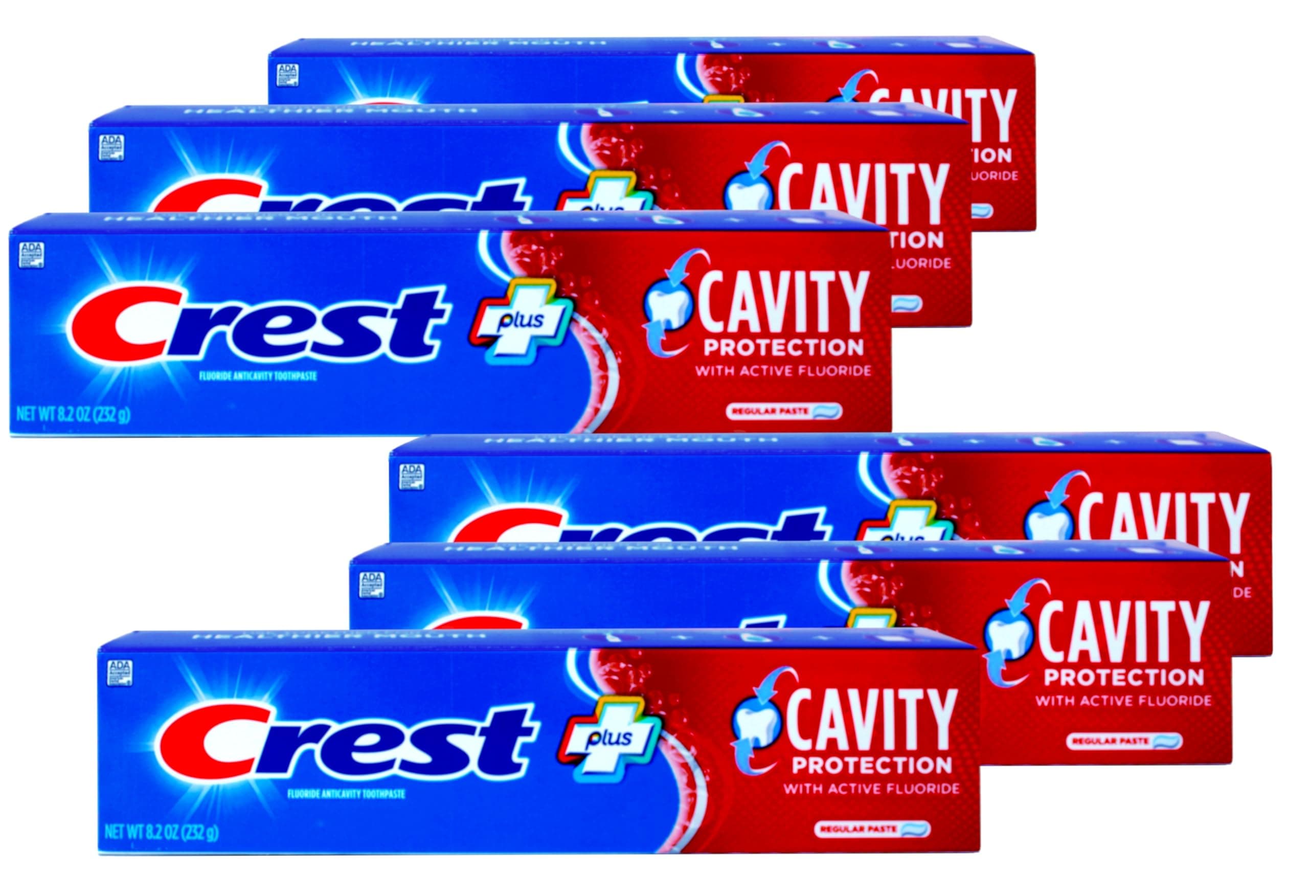 Crest Plus Cavity Protection Toothpaste, Regular, 8.2 oz, 6 Count