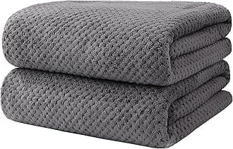 HOMEXCEL Bath Towels Pack of 2, (27 x 54 Inches) Microfiber Ultra Soft Highly Absorbent Bath Towel Set, Lightweight and Quick Drying Towels for Body, Sport, Yoga, SPA, Fitness, Grey