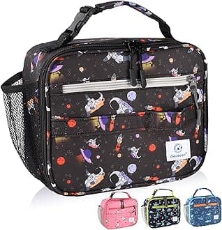Genteen Lunch Box Kids, Prints Insulated Lunch Bag Kids Boys Girls,Soft Bag Mini Cooler Back to School Thermal Meal Tote Kit Lunch Box for School,Work,Outdoor - Astronaut