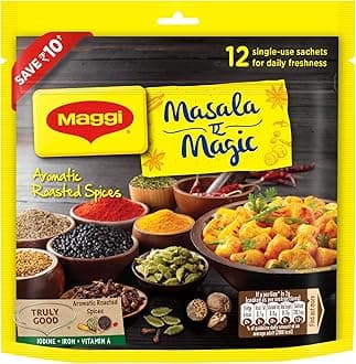 Masala-ae-Magic Share Bag, 78 grams - 2.75 oz, India - Vegetarian - 12 single use sachets (12 units x 6.5 grams each)