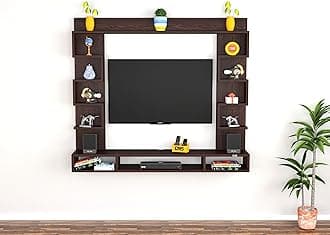 DAS Heller MINI Wall Mount Engineered Wood TV Entertainment Unit/Tv Rack Set to Box Stand with Wall Shelves for Living Room Flowery Wenge Finish (Ideal for up to 32") Screen