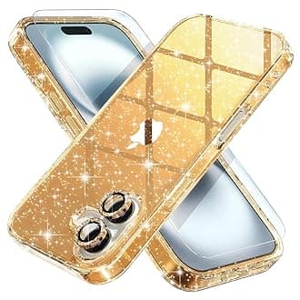 Choiche Compatible for iPhone 16 Plus Case Women Phone Case, Cute Bling Sparkly, Military Grade Drop Protection, 2 Diamond Camera Lens Covers, 2 Tempered Glass Protectors, 6.7 inch (Glitter Gold)