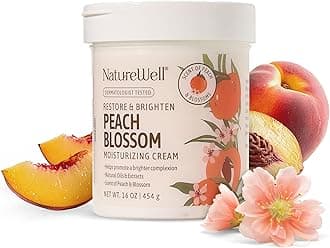 NATURE WELL Peach Blossom Restore & Brighten Moisturizing Cream For Face & Body, Infused With Peach Extract, Niacinamide, & Hyaluronic Acid, Promotes A Brighter Complexion, 16 Oz.