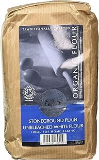Bacheldre Watermill Organic Stoneground Plain Unbleached White Flour 1.5 kg (Pack of 5)