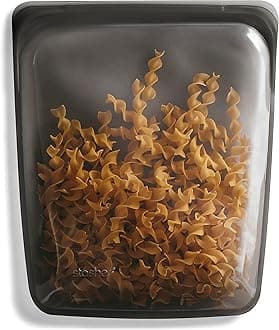 Silicone Reusable Storage Bag, Half Gallon Bag, Reusable Freezer Bags, Microwave, Dishwasher, Oven Safe, Sous Vide, Premium Lunch Container, Eco Friendly, Food Storage Bags, 64 oz, Black