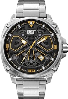 Tokyo' Men Watch, 44mm case, Black face, Stainless Steel case, Stainless Steel Strap, Black/Yellow dial (AJ.141.11.127)