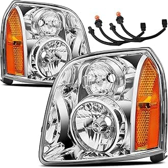 Headlights Assembly Compatible with 2007-2014 GMC yukon, W/Wiring Harness, Clear lens Clear Housing Amber Reflector