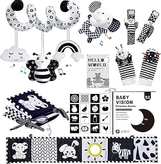 Black and White Sensory Toys for Babies,Montessori Toys for Babies,High Contrast Baby Toys for Toddlers Kids Early Learning Newborn Brain Development Toys Baby Gifts