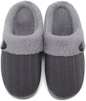 NineCiFun Women's Slip on Fuzzy Slippers Memory Foam House Slippers Outdoor Indoor Warm Plush Bedroom Shoes Scuff with Faux Fur Lining