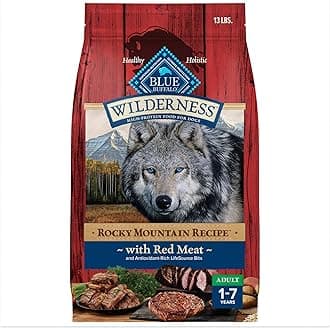 Blue Buffalo Wilderness High-Protein Rocky Mountain Recipe Dry Food for Adult Dogs, Red Meat & Grains, 13-lb. Bag