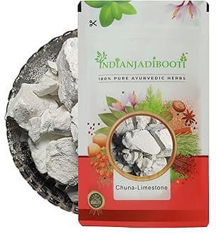 IndianJadiBooti Limestone Chuna (Edible Grade) (Stone Format) - Bujha Choona - Limestone - Calcium Hydroxide - Slaked Lime (100 Grams)