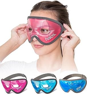 MyHalos® Gel Eye Mask - Reusable Cooling Eye Mask with Adjustable Straps - Cold Mask for Puffy Eyes, Dark Circles and Hangovers - Eyes Ice Pack Compress for Sinus, Headaches & Puffiness, Pink