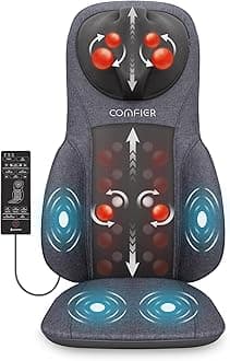 COMFIERShiatsu Neck Back Massager Chair Pad,Height Adjustable Massager Chair Massager for Back Shoulders with Heat,Rolling,Vibration,Seat Cushion for Back Support,Gifts for Men,Women