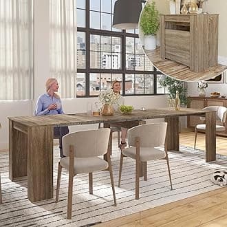 WERSMT Large Dining Table for 8-10 People, 20"-118" Farmhouse Expandable Tables for Small Spaces, Wooden Rectangular Murphy Dining Table for Kitchen, Gray