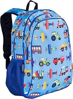 15-inch Kids Backpack – Durable, Padded, Adjustable for School & Travel - Trains, Planes, and Trucks