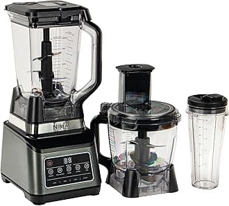Ninja 3-in-1 Food Processor and Blender with 5 Programs: Mixer, Mixer Max, Chop, Mix, Puree, Bowl 1.8L, Jug 2.1L, Cup 700ml, 1200W, Dishwasher Safe, Auto-iQ, Black BN800EU