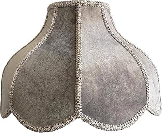 Tristan Home Premium Classic Victorian Style Bell Shape Scallop Large Velvet Lamp Shade (Silver Grey) 6x17x12inch