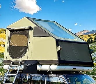 YOLENY Inflatable Rooftop Tent, Multi-Purpose SUV Tents with Air Cushion, 2 TPU Skylights, Telescopic Ladder & Extended Canopy, Full Dull Poly Textured Oxford, Easy Set-up for Camping