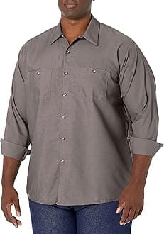 Red Kap Men's Industrial Work Shirt, Regular Fit, Long Sleeve Utility Button