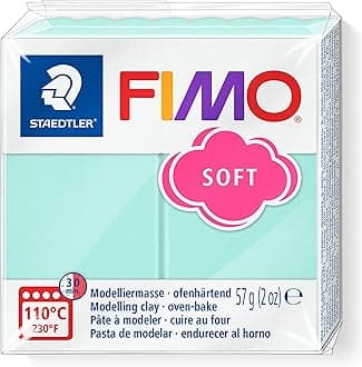 STAEDTLERofenhärtende Modelliermasse FIMO soft, minze, weich und geschmeidig, speziell für Einsteiger und Hobbykünstler, Normalblock 57g, 8020-405, Verpackung kann variieren