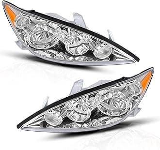 AUTOSAVER88 Headlight Assembly Compatible with 2005-2006 Camry US Built LE & XLE Chrome Housing with Amber Reflector Clear Lens