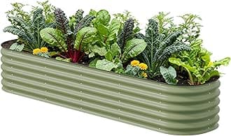 - Vego garden Raised Garden Bed Kits, 17" Tall 9 in 1 8ft X 2ft Metal Raised Planter Bed for Vegetables Flowers Ground Planter Box-Olive Green