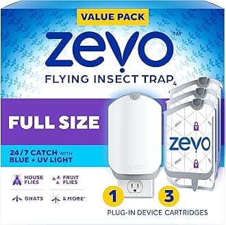 Flying Insect Trap, Fly Trap + Refill Cartridge Pack (1 Plug in Base + 3 Total Refill Cartridges)