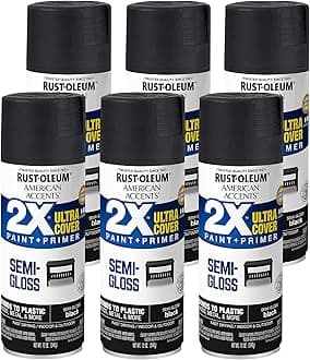 Rust-Oleum 327950-6PK American Accents Spray Paint, 12 oz, Semi-Gloss Black, 6 Pack