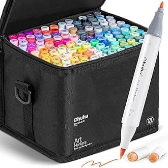 Alcohol Markers Brush Tip -Double Tipped Art Marker Set for Artist Adults Coloring Illustration -120 Colors -Brush &Fine -Honolulu B-Refillable