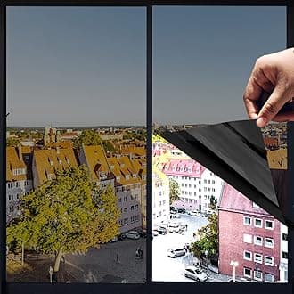 One Way Privacy Window Film,Premium PET Material,Daytime Reflective Heat Control Anti UV Door Sticker,Window Tint for Home Office Living Room,Cosmic Black,35.4 Inch x 6.5 Feet