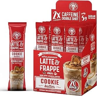 The Frozen Bean Cookie Butter Frappe & Latte Instant Mix (20 Sticks), Made with Arabica Coffee, Double Shot Caffeine, Low Sugar & Premium Ingredients, Hot, Iced, or Blended Drinks