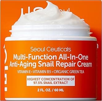Seoul Ceuticals Korean Skin Care Snail Repair Cream Moisturizer - 97.5% Snail Mucin Extract - All In One Recovery Power For The Most Effective Korean Beauty Routine - 2oz