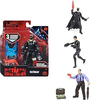 6060654 10 cm Action Figure in Authentic Movie Look with 3 Accessories, Wingsuit Batman The Penguin or Selina Kyle, Various Designs