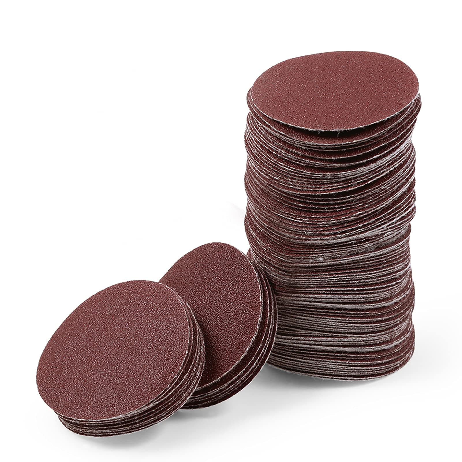 2 Inch Hook and Loop Sanding Discs 80 Grit 100Pcs Sandpaper Discs for Random Orbital Sander Pads Grinding Polishing Metal Wood Rubber Leather Plastic Stone Glass