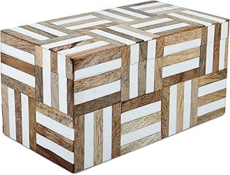 Handicrafts Home Large Decorative Storage Box with Lid Wooden Memory Box Keepsake Storage Box Photo Storage Organizer, Resin Inlay Marquet Chase Collection - 10x5x5 Inch