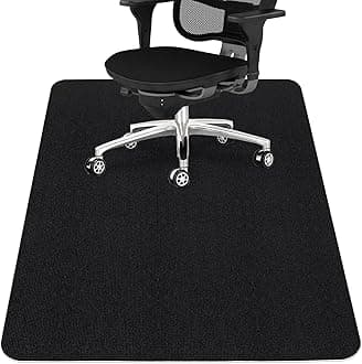 Sycoodeal Office Chair Mat for Hardwood Floor,Office Computer Gaming Chair Mat for Tile Floor,Large Floor Protector Rug,Anti-Slip,Easy to Clean,Pure Black(55"x36")