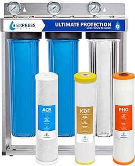 Express Water Whole House Water Filter System | ULTIMATE PROTECTION | 3 Stage Home Filtration, Top Tier Heavy Metal + Anti-Scale Filter, Highly Reduces Scale, Chloramine, Chlorine, PFAs, Lead, Arsenic