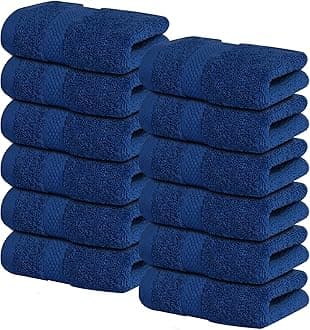 Premium Navy Blue Washcloths Set – Pack of 12, 13x13 Inches 100% Cotton Wash Cloths for Your Body and Face Towels, Kitchen Dish Towels and Rags, Baby Washcloth by Infinitee Xclusives