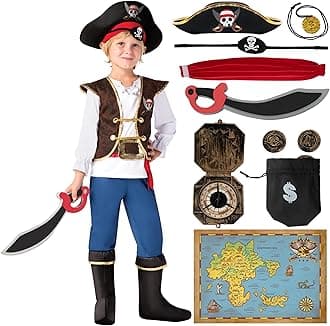 Spooktacular Creations Boys Pirate Costume Kids Fancy Dress Up Role Play Deluxe Costume Set-L