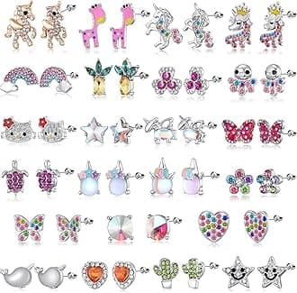 30 Pairs Hypoallergenic Earrings for Girls Sensitive Ears with Stainless Steel Post -Assorted Cute Stud Earrings for Teens Girls Women