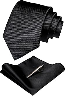Solid Color Formal Necktie and Pocket Square Tie Clip Sets for Men