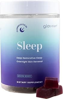 Glotrition Beauty Sleep Gummy | Deeper, Higher Quality Sleep | Rejuvenate & Moisturize Skin at Night | Non-Habit Forming with Natural Ingredients | 60 Gummies