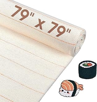 79" x 79" Large Tufting Cloth, Primary Tufting Cloth with Marked Lines for Tufting Guns, Four Edges Sewn Monks Cloth for Punch Needle Tufting Rug DIY Crafts