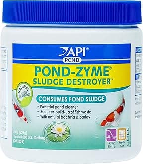 API POND-ZYME SLUDGE DESTROYER Pond Cleaner With Natural Pond Bacteria And Barley, 8oz container (146)